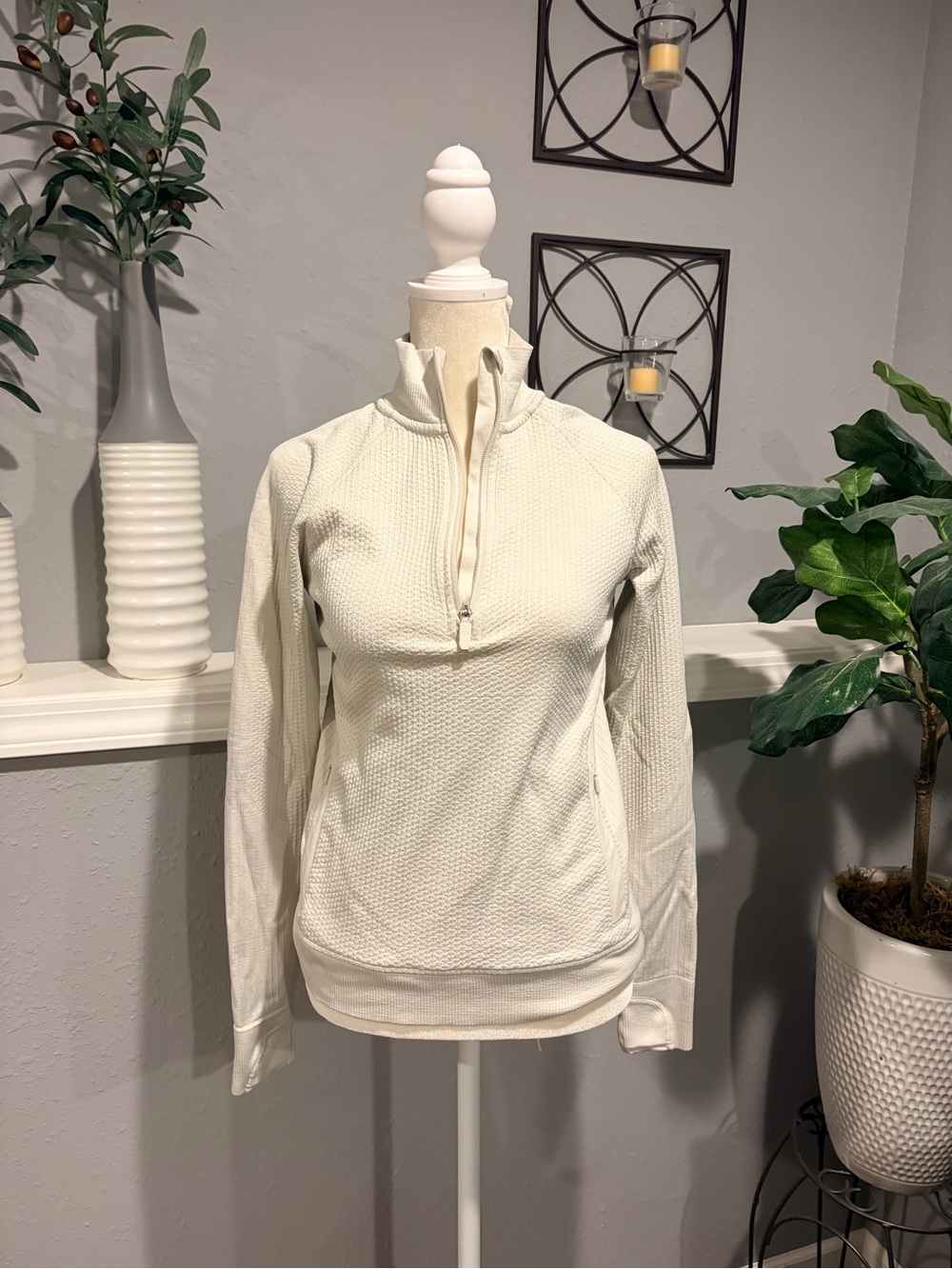lululemon athletica Cream Quarter-Zip Textured Pullover